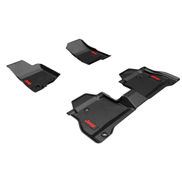 All-Weather Floor Mats, 4-Piece, Black, Red Jeep Logo