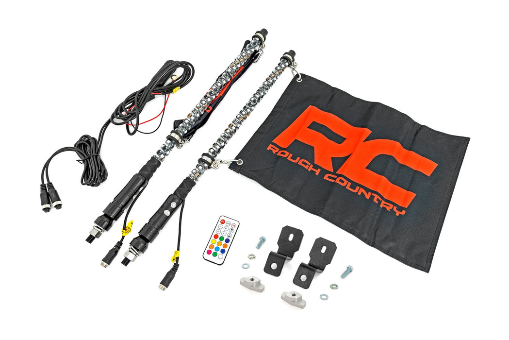 Rough Country Whip Mount - 2' Multl-Color LED Whip Pair | Can-AM Defender/Segway