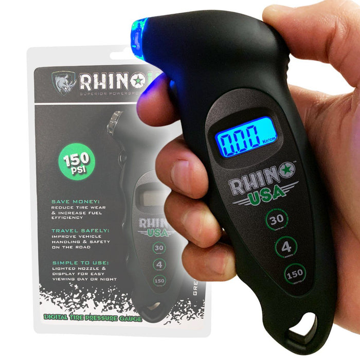 Rhino USA Digital Tire Pressure Gauge | 150 PSI, Black | P/N RGAUGE-DIGBLK