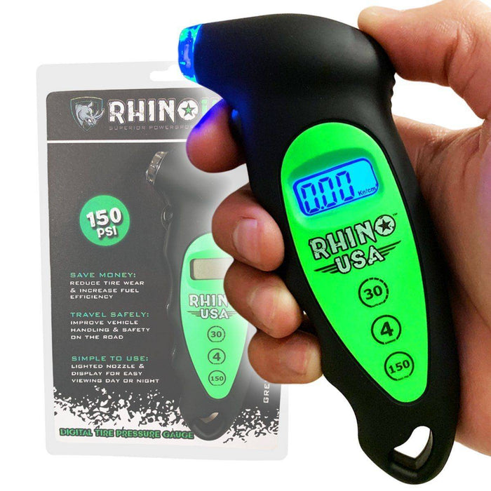 Rhino USA Digital Tire Pressure Gauge | 150 PSI, Green | P/N RGAUGE-DIGITAL