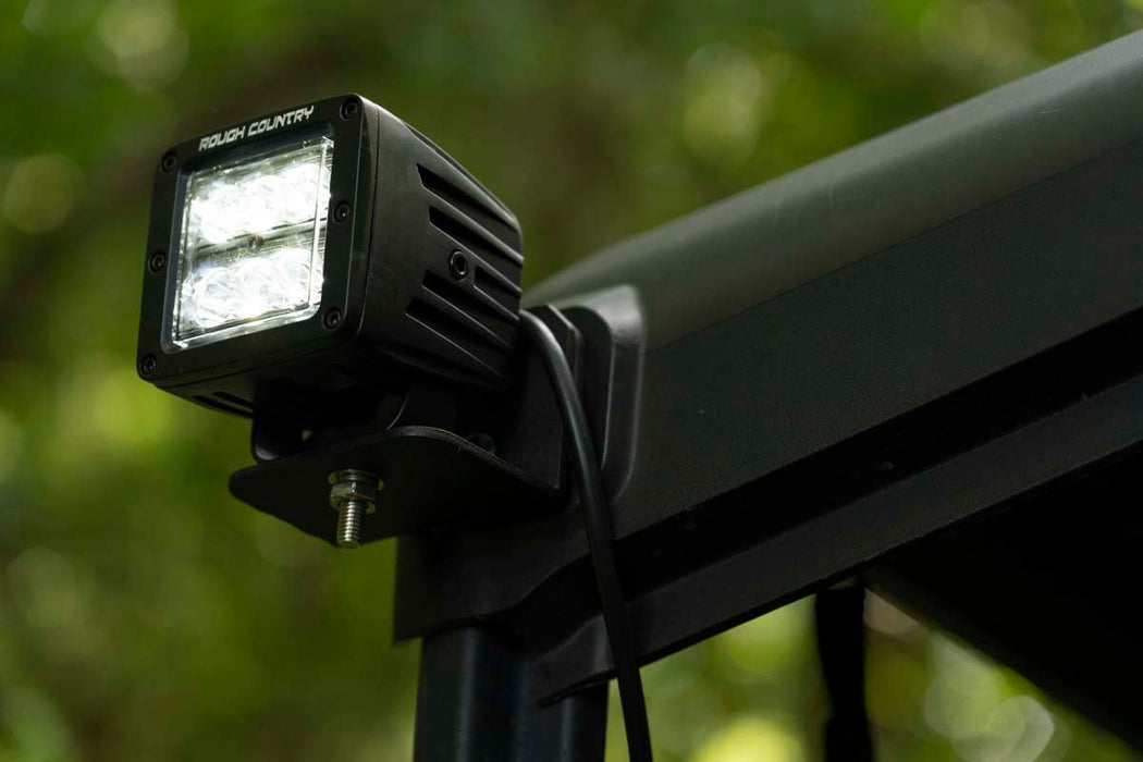 Rough Country LED Light - Cab Mount - 2" Black Pair - Flood | Can-Am Defender HD 5/HD 8/HD 9/HD 10