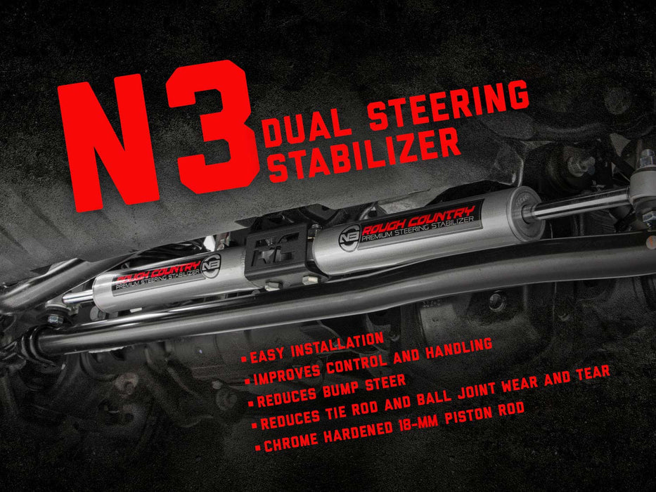 Rough Country N3 Steering Stabilizer - Dual | Ford Bronco/F-100/F-150 4WD (1977-1979)