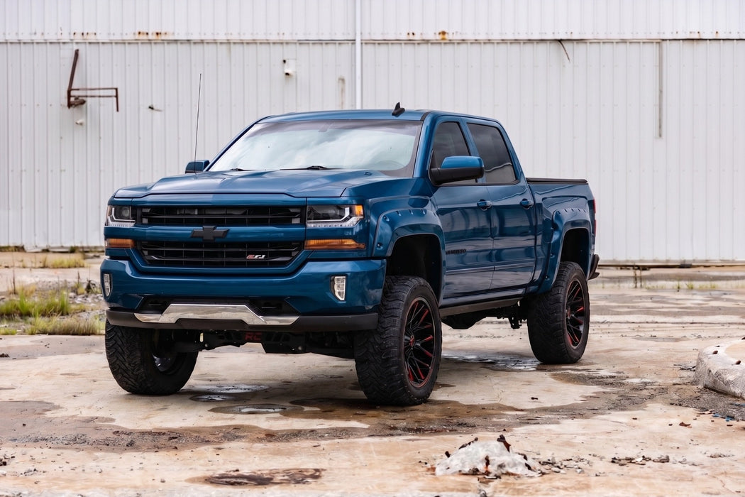 Rough Country Pocket Fender Flares, 6'7" & 8' Bed, G1K Deep Ocean Blue, Chevy Silverado 1500 (2014-2018)/2500HD, view 3