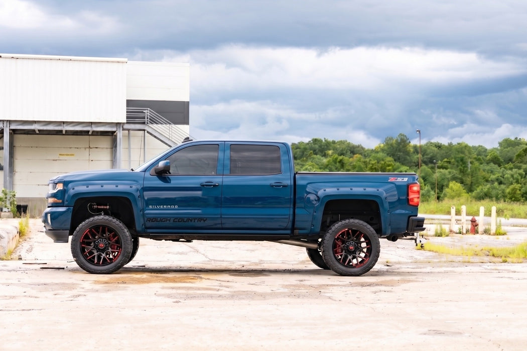 Rough Country Pocket Fender Flares, 6'7" & 8' Bed, G1K Deep Ocean Blue, Chevy Silverado 1500 (2014-2018)/2500HD, view 5