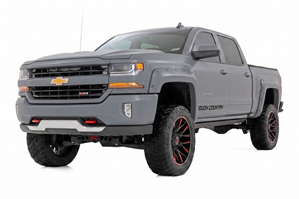 Rough Country Pocket Fender Flares, 6'7" & 8' Bed, G1C Overcast, Chevy Silverado 1500 (2014-2018)/2500HD, view 2
