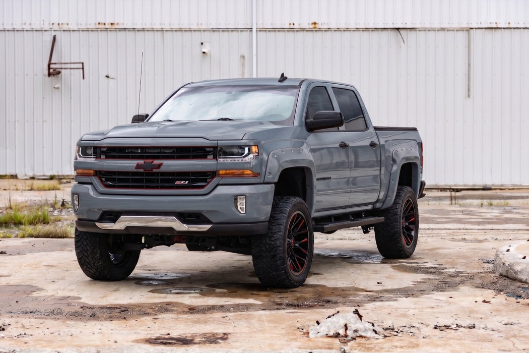 Rough Country Pocket Fender Flares, 6'7" & 8' Bed, G1C Overcast, Chevy Silverado 1500 (2014-2018)/2500HD, view 4