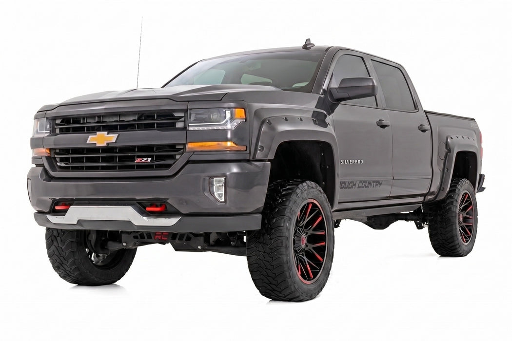 Rough Country Pocket Fender Flares, 6'7" & 8' Bed, GJI Shadow Gray, Chevy Silverado 1500 (2014-2018)/2500HD, view 3