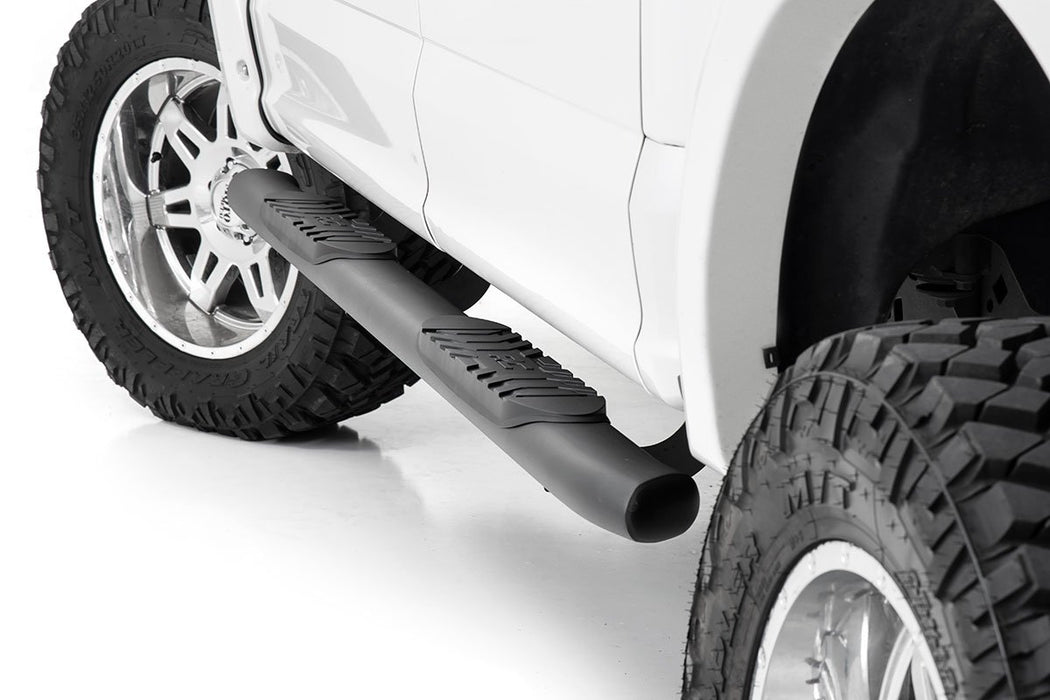 Rough Country Oval Nerf Step, Crew Cab, Black, Ford F-150/Lightning/F-250/F-350/Raptor (2015-2025)