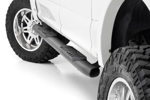 Rough Country Oval Nerf Step, Crew Cab, Black, Ford F-150/Lightning/F-250/F-350/Raptor (2015-2025)