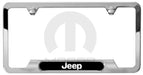 License Plate Frame, Polished Stainless Steel, Jeep Logo