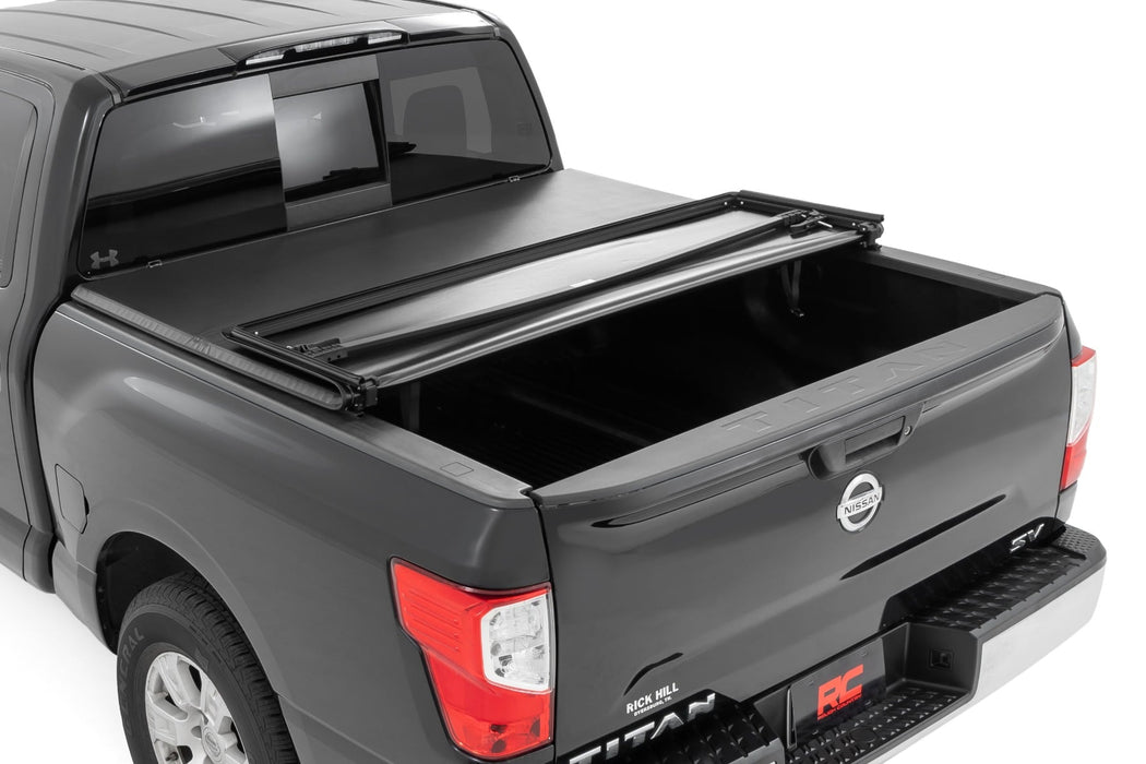 Rough Country Soft Tri-Fold Bed Cover - 5'7" Bed | Nissan Titan 2WD/4WD (2017-2024)