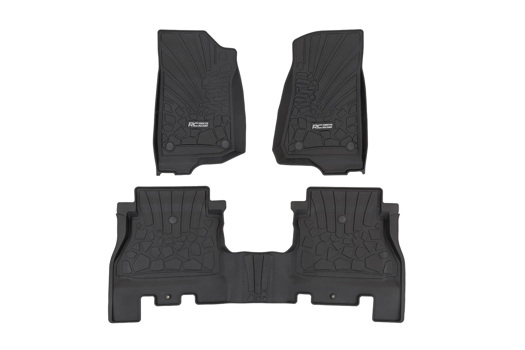 Rough Country Flex Fit Floor Mats - FR &amp; RR - 4 Door | Jeep Wrangler Unlimited 4WD (18-25)