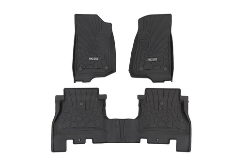 Rough Country Flex Fit Floor Mats, FR & RR, 4 Door, Jeep Wrangler Unlimited 4WD (2018-2025)