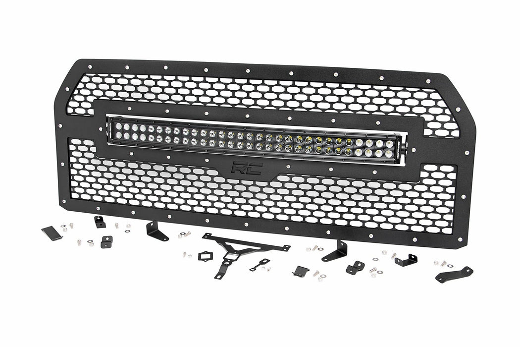 Rough Country Mesh Grille - 30" Dual Row LED - Black - Amber DRL | Ford F-150 (15-17)