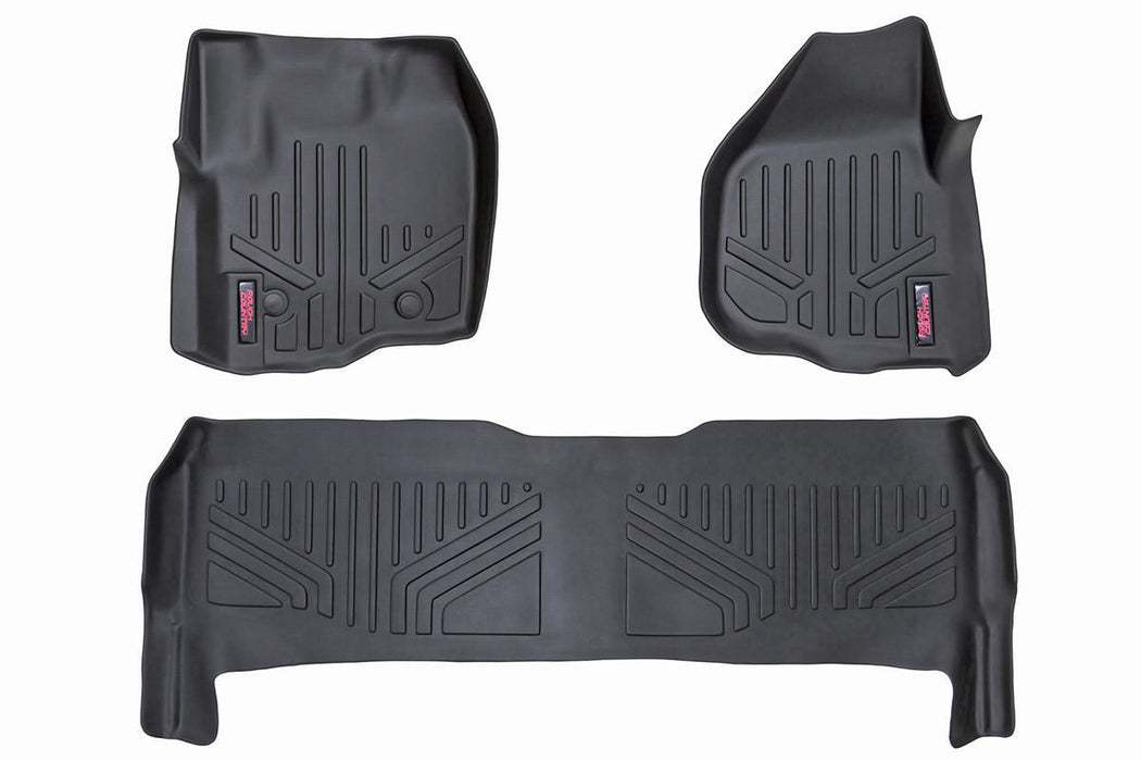 Rough Country Floor Mats - FR &amp; RR - Raised FR Pedal | Ford F-250/F-350 Super Duty (12-16)