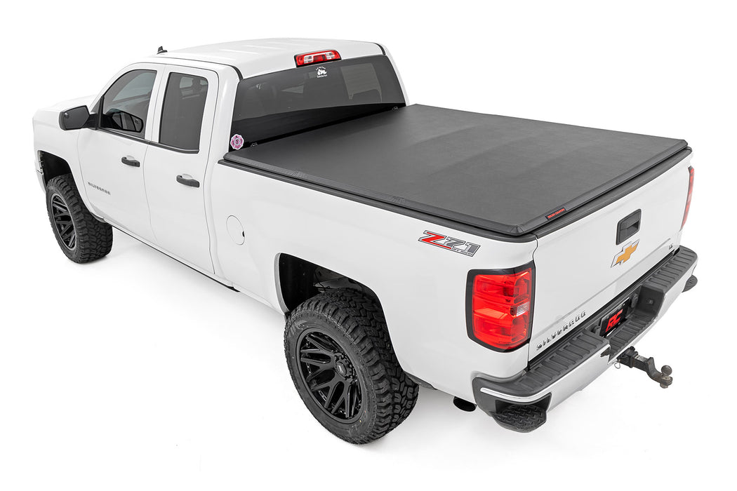 Rough Country Soft Tri-Fold Bed Cover - 6'7" Bed | Chevy/GMC 1500/2500HD/3500HD (14-19 &amp; Classic)