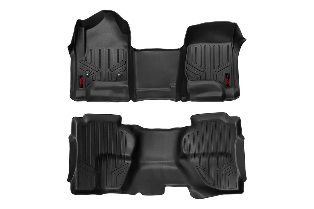 Rough Country Floor Mats - FR &amp; RR - OV Hump - Ext Cb | Chevy/GMC 1500/2500HD/3500HD 2WD/4WD