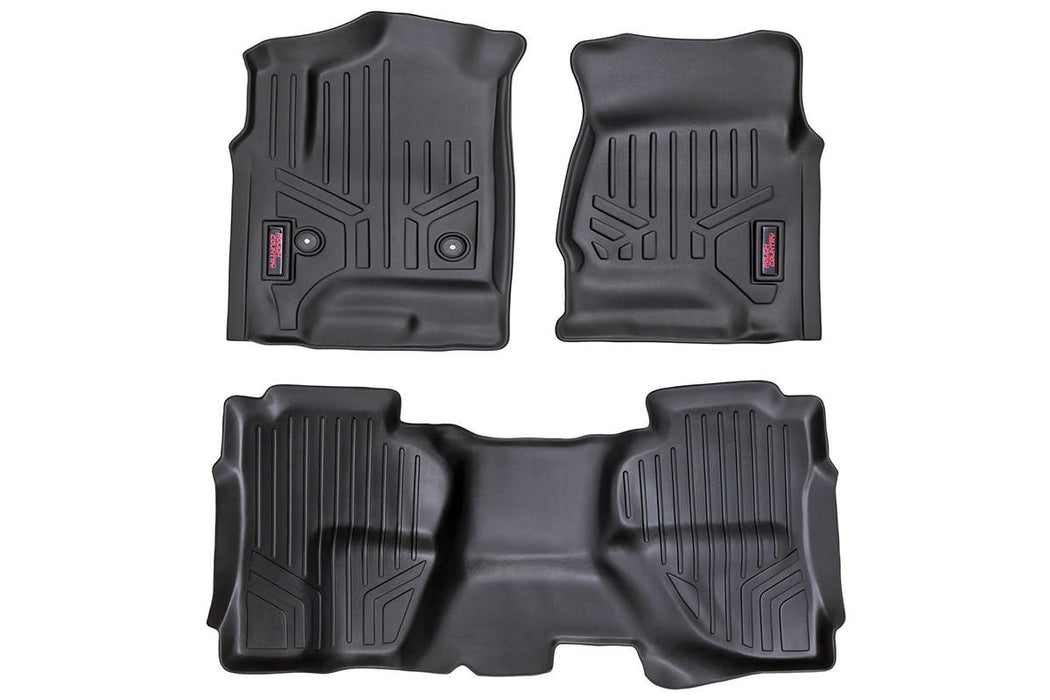 Rough Country Floor Mats - FR &amp; RR - Ext Cab | Chevy/GMC 1500/2500HD/3500HD 2WD/4WD