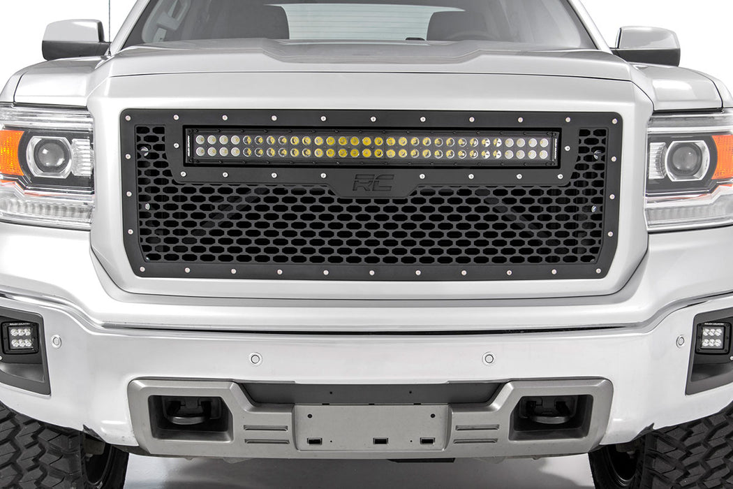 Rough Country Mesh Grille - 30" Dual Row LED - Black | GMC Sierra 1500 2WD/4WD (2014-2015)