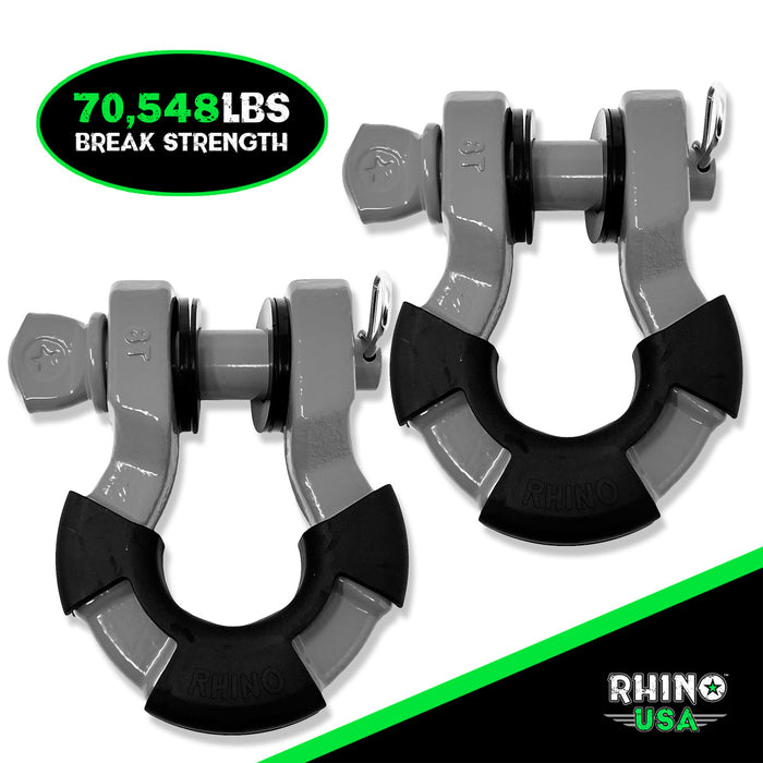 RHINO USA 8T SUPER SHACKLE 2-PACK (GRAY)