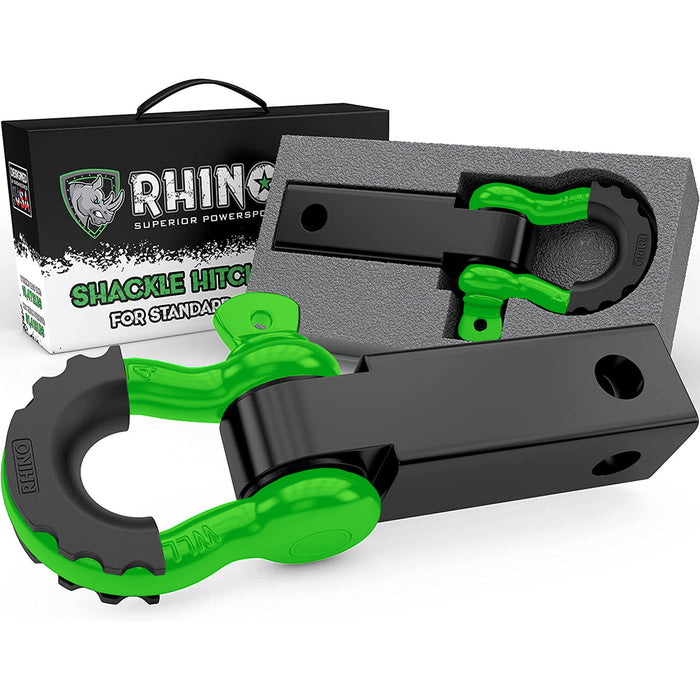 RHINO USA SHACKLE HITCH RECEIVER W/ D-RING (GREEN)