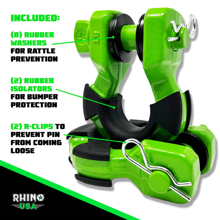 RHINO USA 8T SUPER SHACKLE 2-PACK (GREEN)