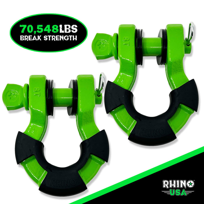 RHINO USA 8T SUPER SHACKLE 2-PACK (GREEN)