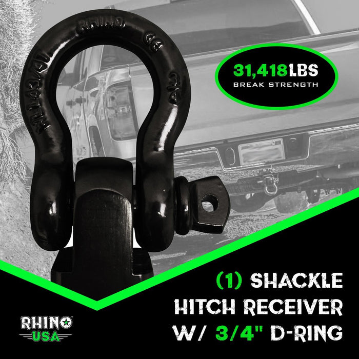 RHINO USA SHACKLE HITCH RECEIVER W/ D-RING (BLACK)