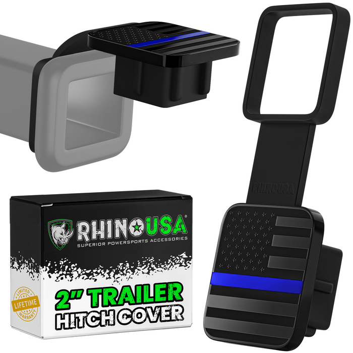 RHINO USA 2" AMERICAN FLAG HITCH COVER - BLACK & BLUE