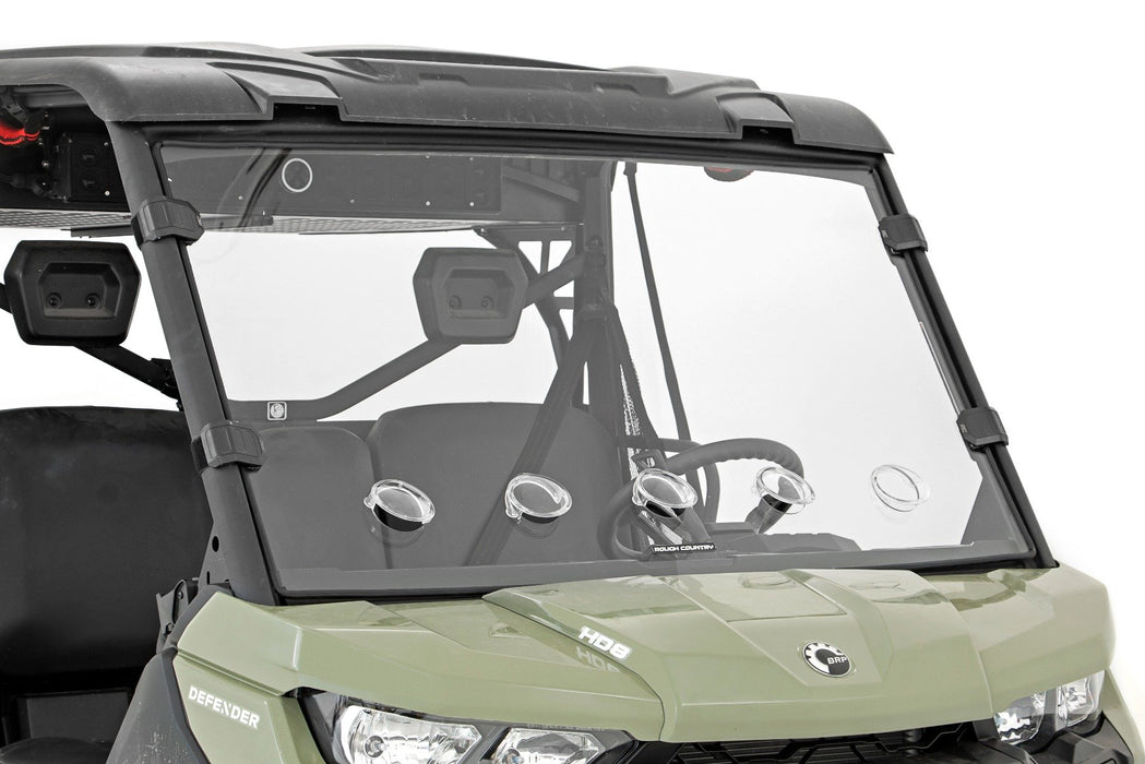 Rough Country Vented Full Windshield - Scratch Resistant | Can-Am Defender HD 5/HD 8/HD 9/HD 10