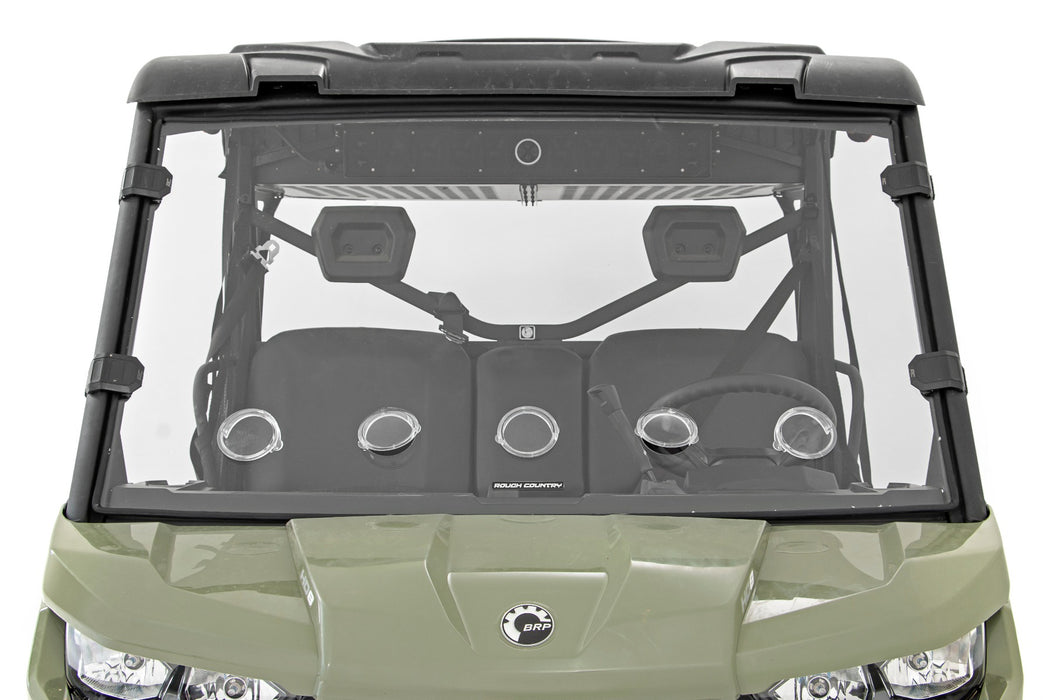 Rough Country Vented Full Windshield - Scratch Resistant | Can-Am Defender HD 5/HD 8/HD 9/HD 10
