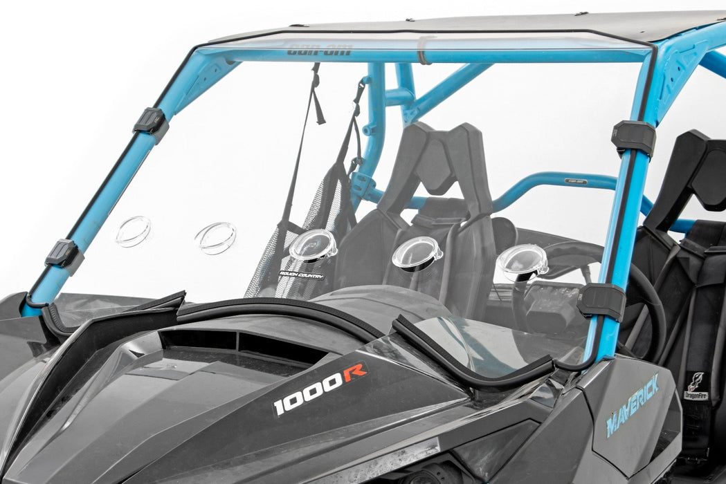 Rough Country Vented Full Windshield - Scratch Resistant | Can-Am Maverick 1000R X