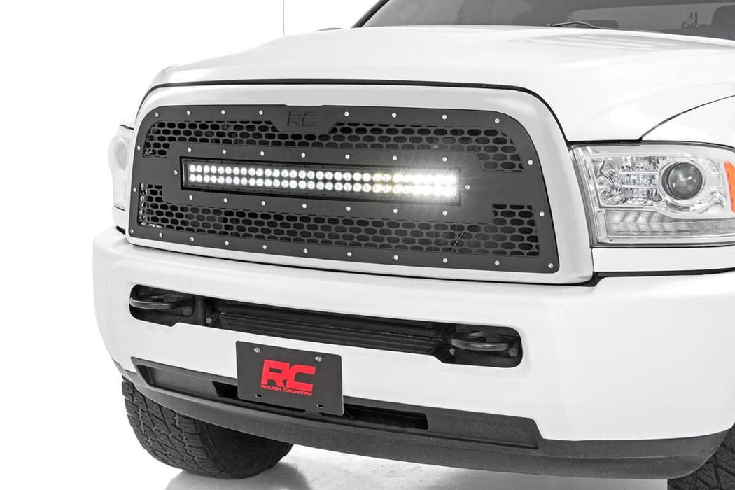 Rough Country Mesh Grille - 30" Dual Row LED - Black | Ram 2500/3500 2WD/4WD (2013-2018)