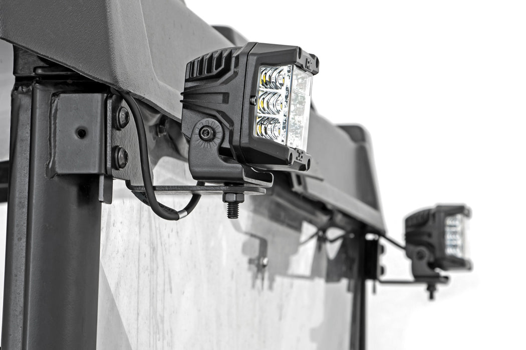 Rough Country LED Light - RR Cage Mount - 2" Black Spot Pair | Polaris Ranger 1000/Ranger XP 900/1000