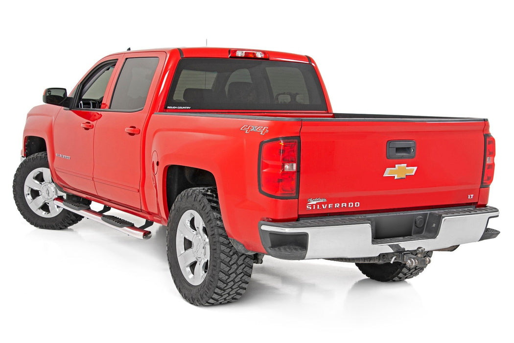 Rough Country Oval Nerf Steps - Stainless - Crew Cab - DEF Tank | Chevy/GMC 1500/2500HD/3500HD (07-19 &amp; Classic)