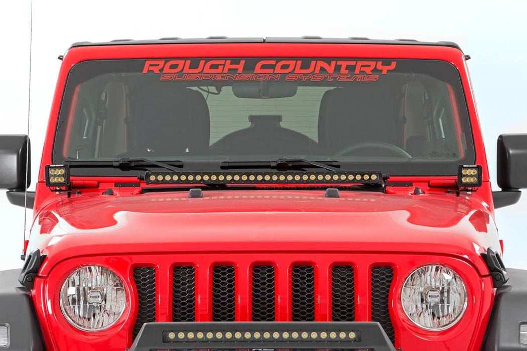 Rough Country LED Light Kit - Hood Mount - 30" Black Single Row | Jeep Gladiator JT/Wrangler JL (18-25)