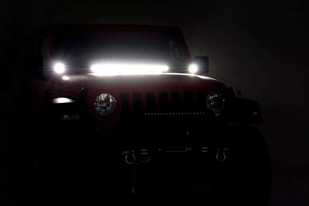 Rough Country LED Light Kit, Hood Mount, 30" Black Single Row, Jeep Gladiator JT/Wrangler JL (2018-2025), view 5