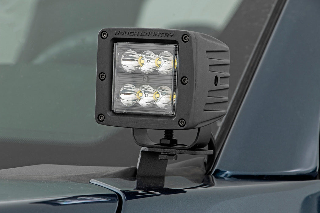 Rough Country LED Light Kit - Ditch - 2" Black Pair - Amber DRL | Ford F-150 (15-25)/F-150 Lightning (22-25)