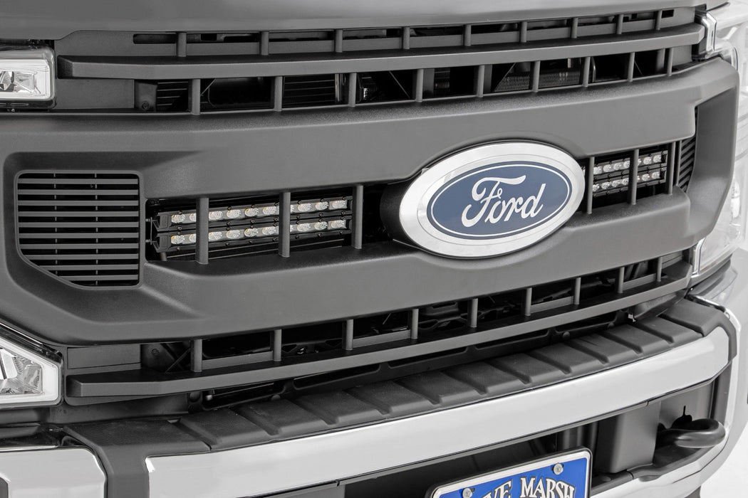 Rough Country LED Light Kit - Grille Mount - 10 Inch Black - Slimline | Ford F-250 Super Duty (20-22)