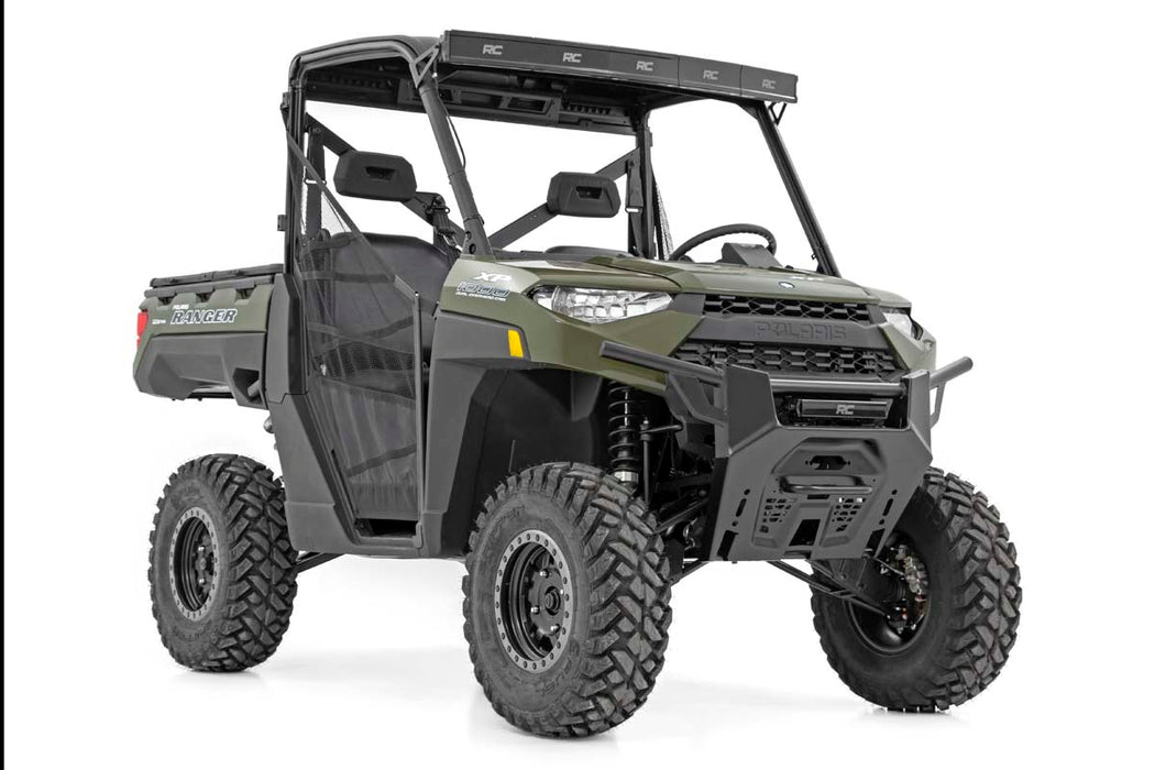 Rough Country LED Light Kit - Bumper Mount - 12" Black Single Row - White DRL | Polaris Ranger XP 1000