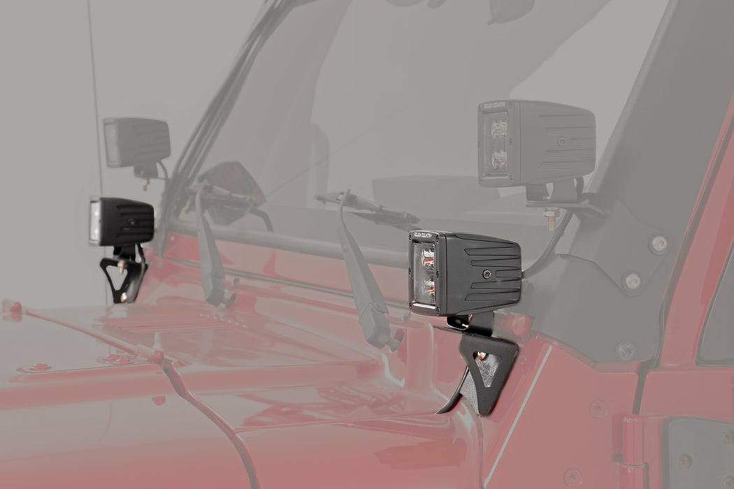 Rough Country LED Light Mount - Lower Windshield - Pod | Jeep Wrangler TJ (97-06)/Wrangler Unlimited (04-06)