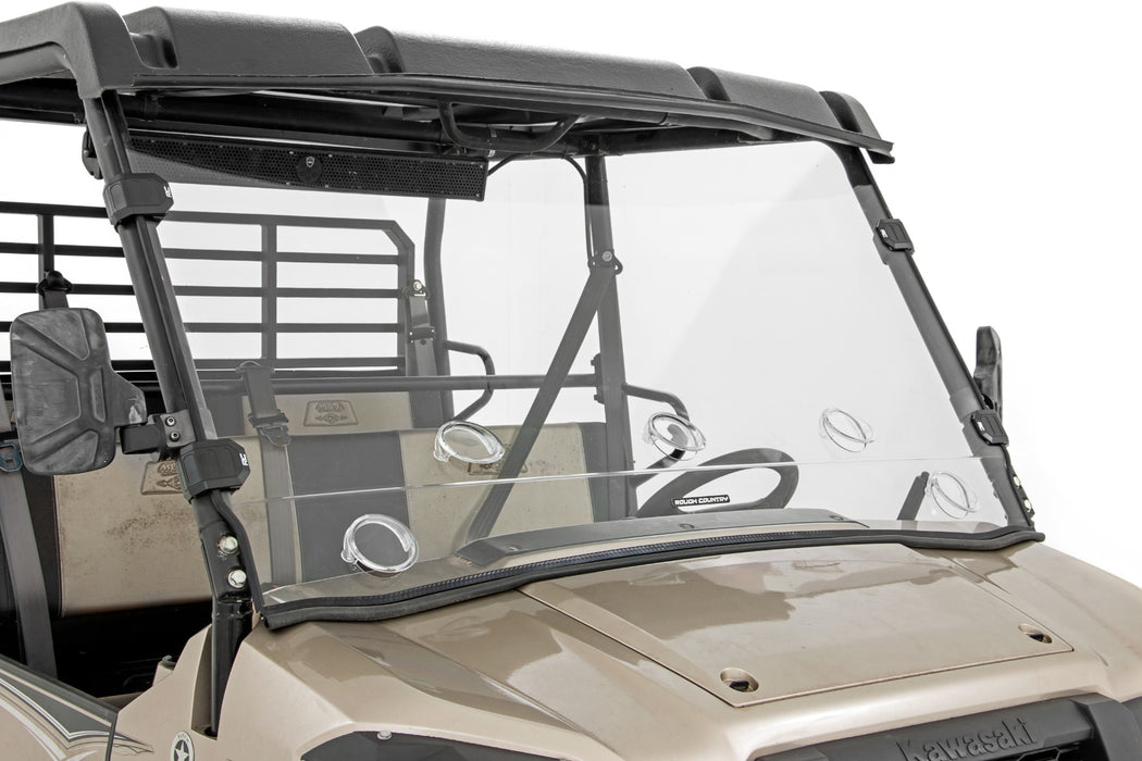 Rough Country Vented Full Windshield - Scratch Resistant - Kawasaki Mule PRO-FX
