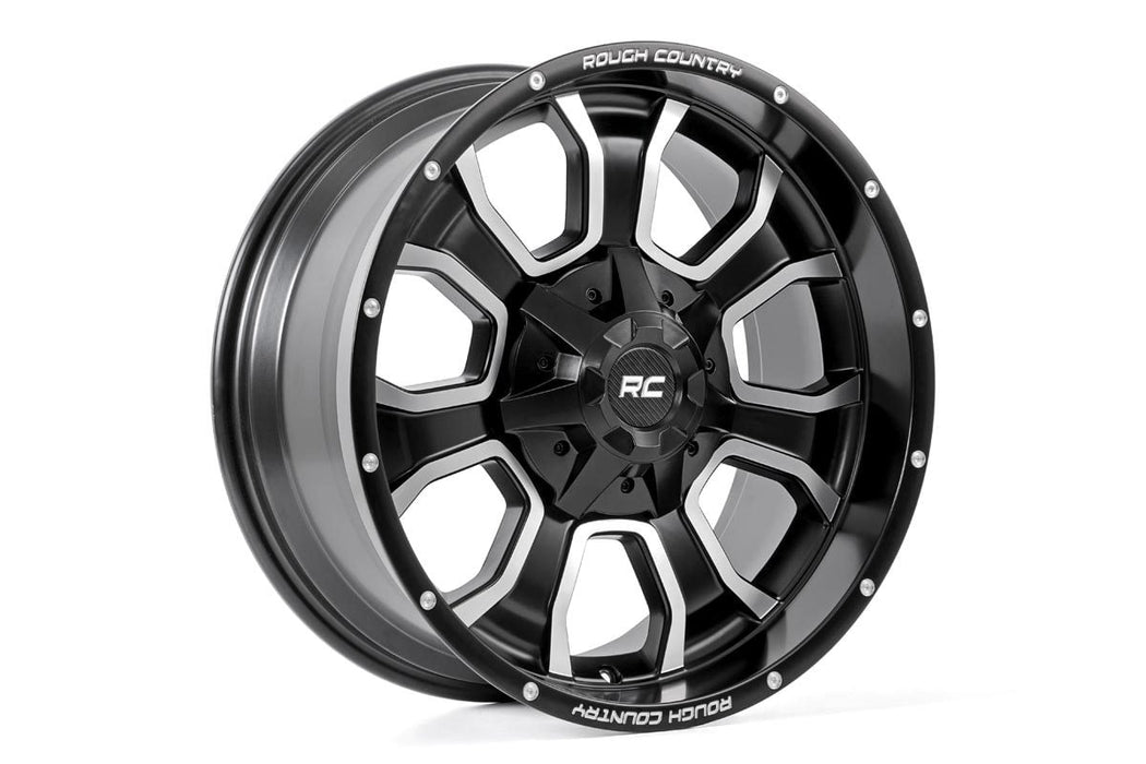 Rough Country 93 Series Wheel/One-Piece/Machined Black/20x10/6x5.5/6x135/-18mm