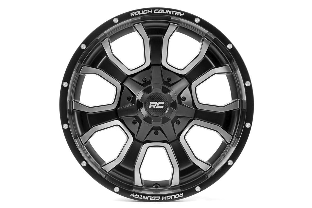 Rough Country 93 Series Wheel/One-Piece/Machined Black/20x9/6x5.5/6x135/0mm