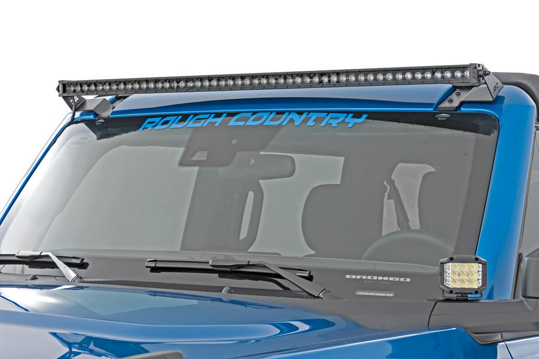 Rough Country LED Light Kit - Upper Windshield - 50" Black Single Row | Ford Bronco (21-25)