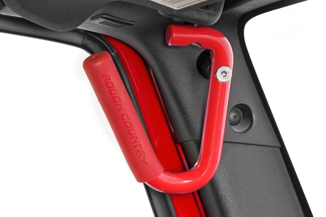 Rough Country Grab Handles - Steel - Front - Red | Jeep Wrangler JK/Wrangler Unlimited (07-18)