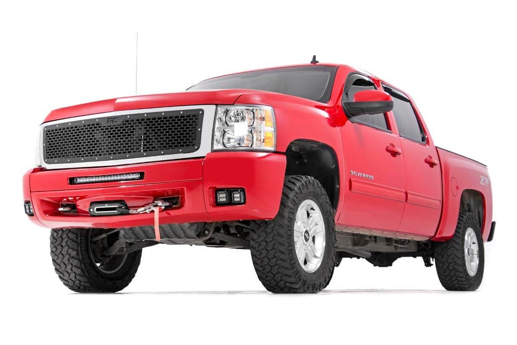 Rough Country LED Light Kit - Fog - 2" Black Pairs x2 - White DRL | Chevy Silverado 1500/2500HD/3500HD 2WD/4WD
