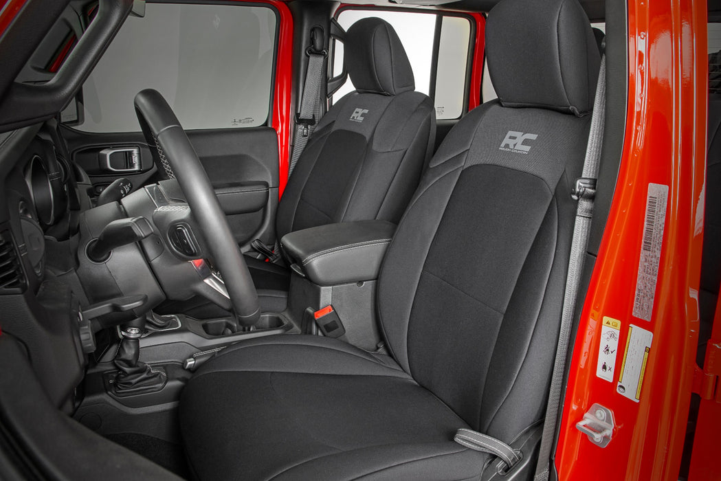 Rough Country Seat Covers - Front and RR No Cup Holder | Jeep Gladiator JT 4WD (2020-2025) | P/N 91034