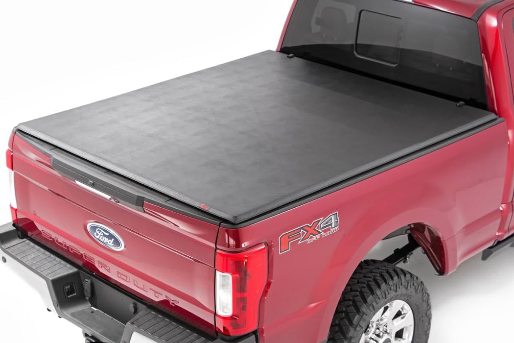 Rough Country Soft Tri-Fold Bed Cover - 6'10" Bed | Ford F-250/F-350 Super Duty (17-25)