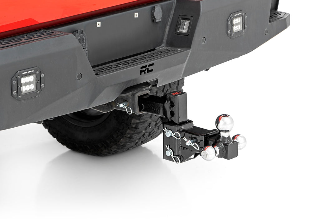 Rough Country Adjustable Trailer Hitch - 6 Inch Drop - Multi-Ball Mount - Fits 2 Inch Receiver